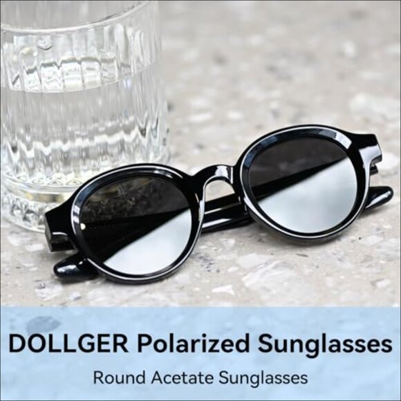 Acetate Round Retro Sunglasses Polarized UV400 Protection Unisex